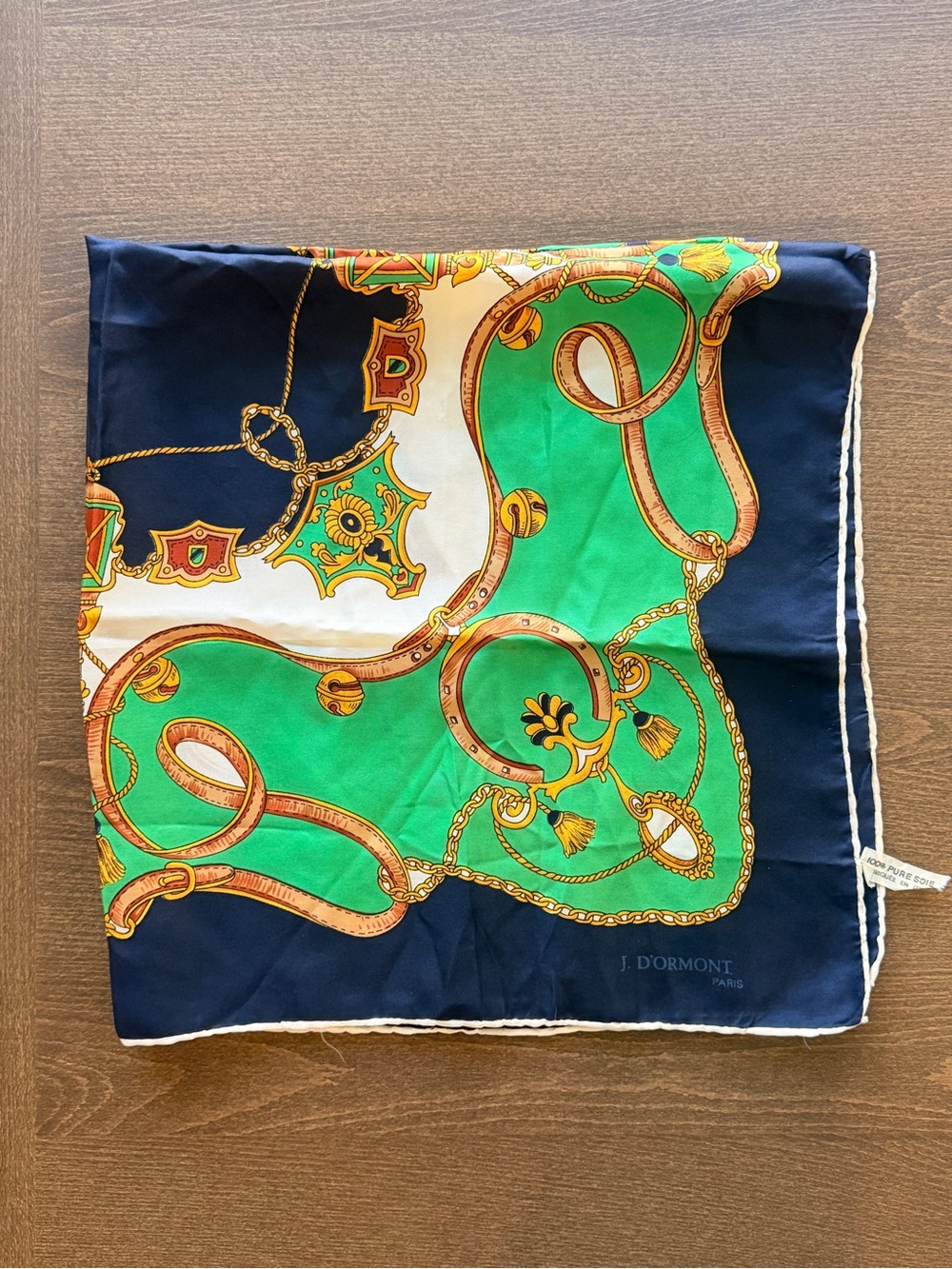 Green & Navy Silk Scarf